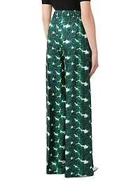 Printed Silk Wide-Leg Trousers