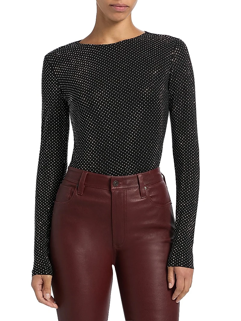 Rhinestone-Embellished Jersey Top