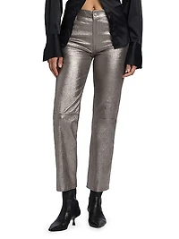 Le Sleek Metallic Leather Pants