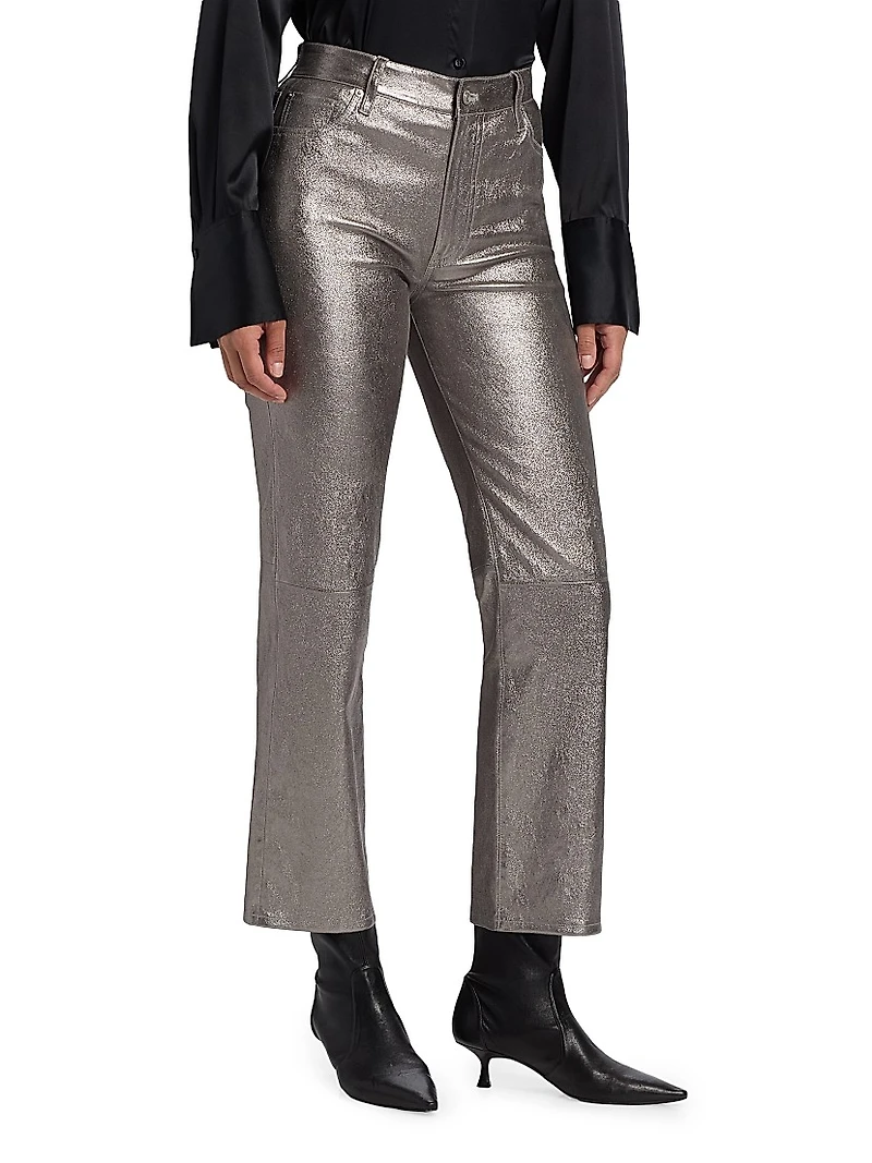 Le Sleek Metallic Leather Pants