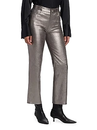 Le Sleek Metallic Leather Pants