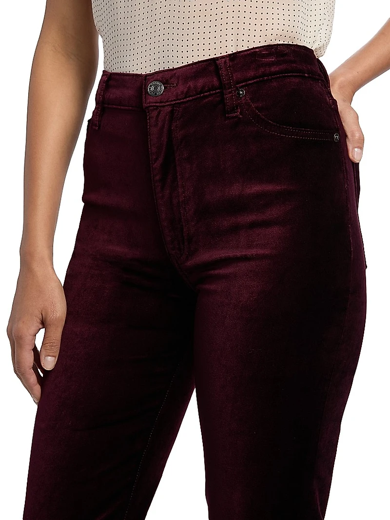 Le Sleek Velveteen Straight-Leg Pants