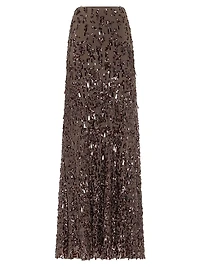 Crispy Silk Long Mermaid Skirt with Swing Drops Embroidery