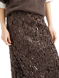 Crispy Silk Long Mermaid Skirt with Swing Drops Embroidery