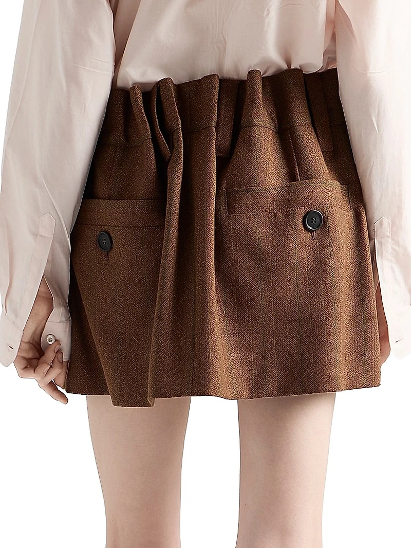 Pinstriped Mouline Wool Miniskirt