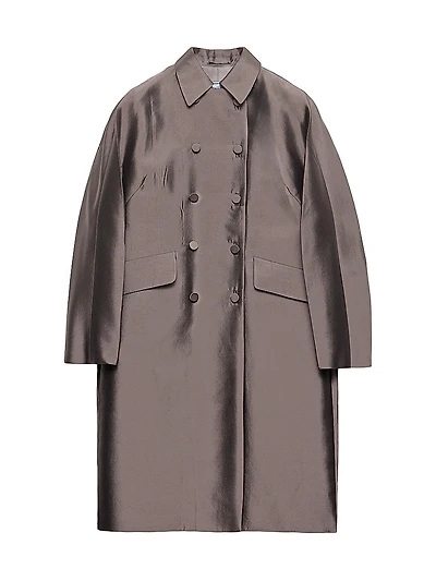 Double-Breasted Wool and Silk Coat