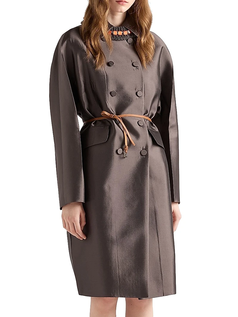 Double-Breasted Wool and Silk Coat