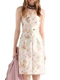 Floral Print Silk and Wool Dress