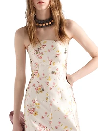 Floral Print Silk and Wool Dress