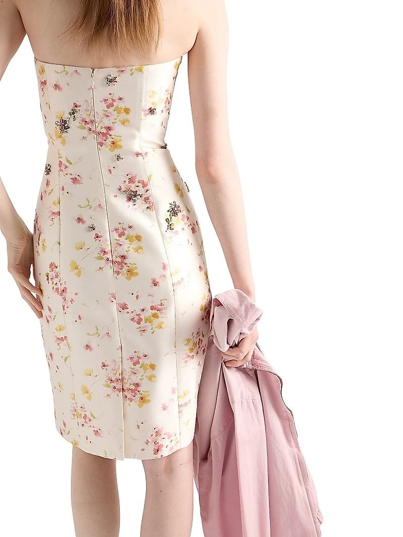 Floral Print Silk and Wool Dress