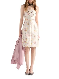Floral Print Silk and Wool Dress