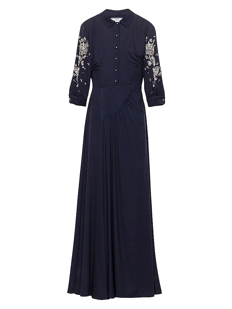 Long Embroidered Sablé Dress