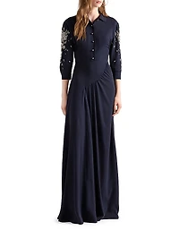 Long Embroidered Sablé Dress