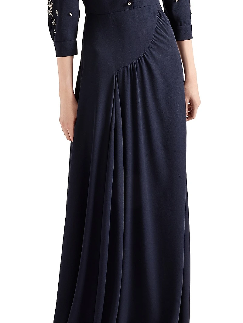 Long Embroidered Sablé Dress