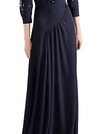 Long Embroidered Sablé Dress