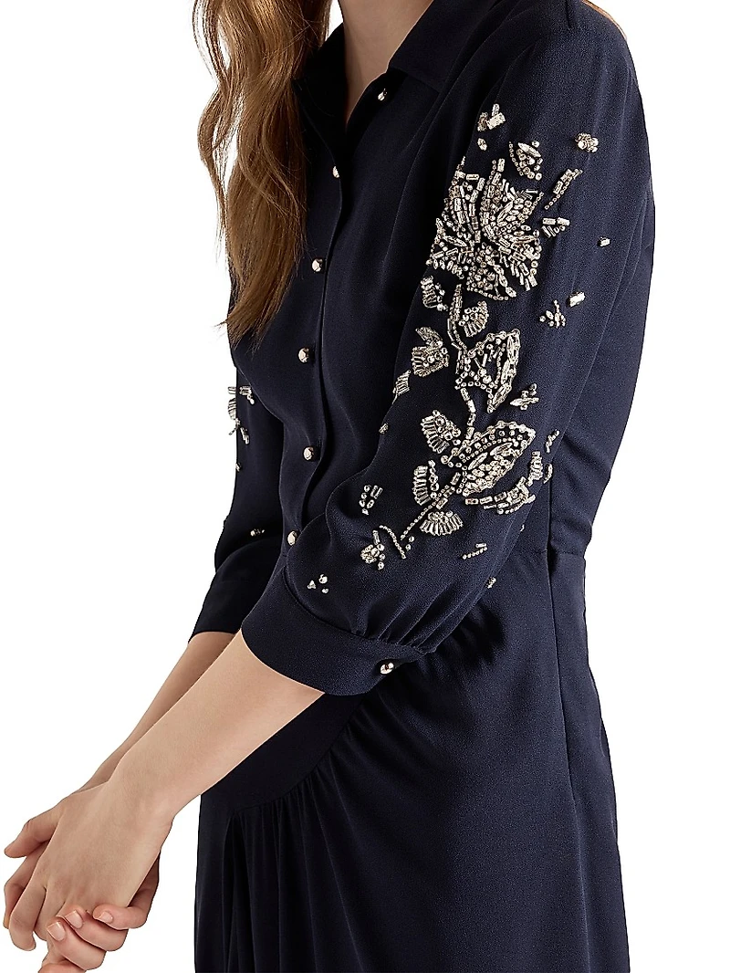 Long Embroidered Sablé Dress