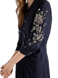 Long Embroidered Sablé Dress