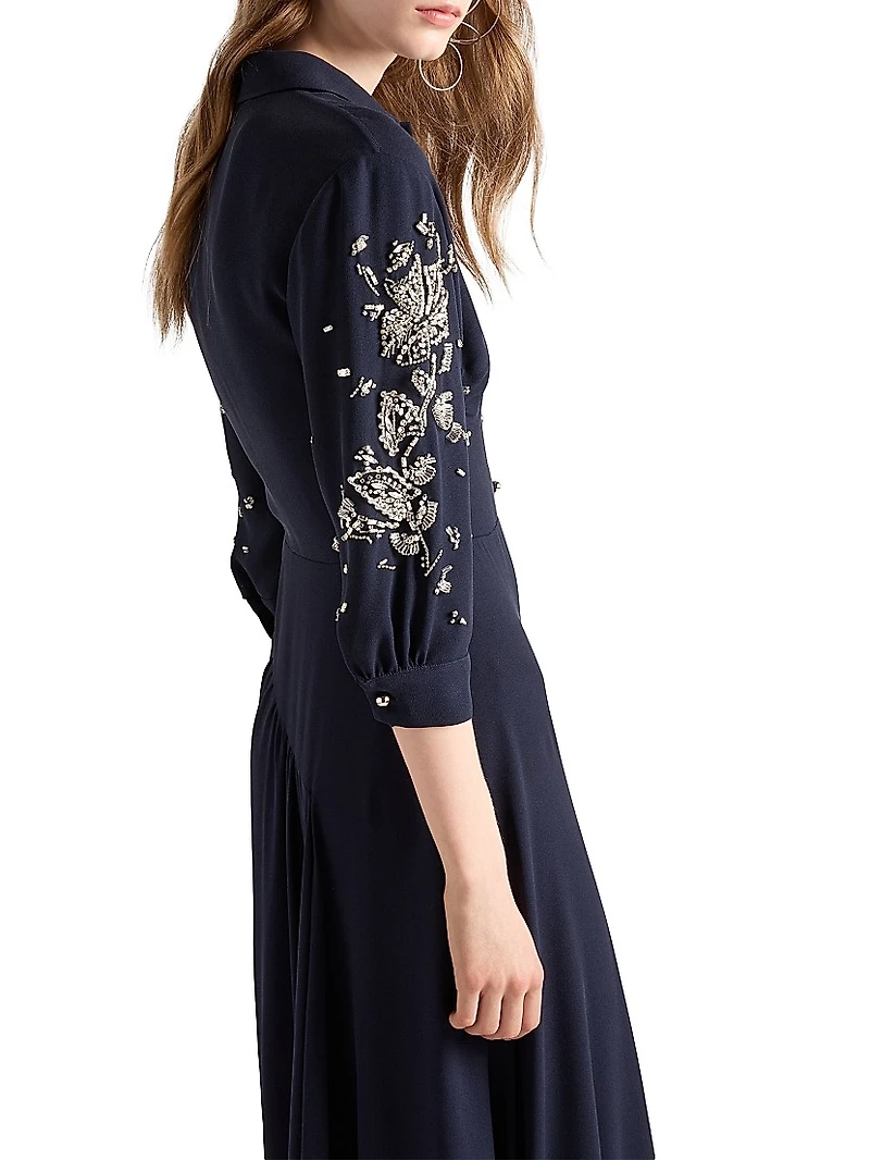 Long Embroidered Sablé Dress