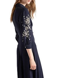 Long Embroidered Sablé Dress
