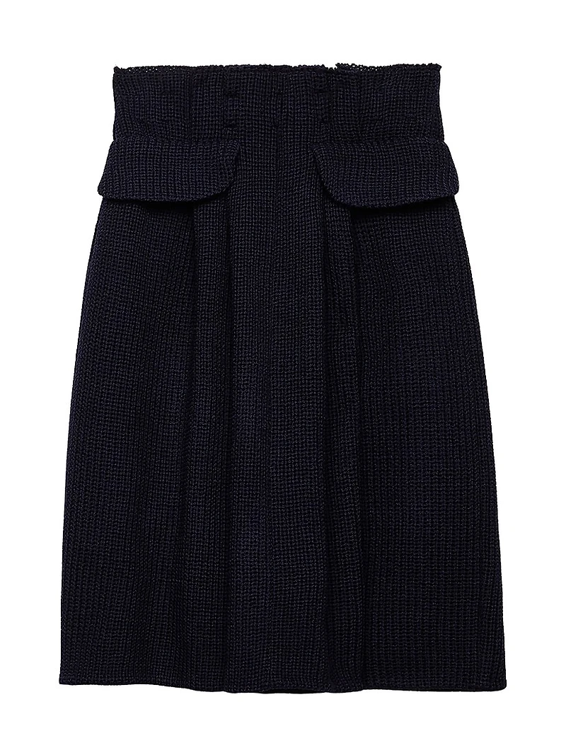 Wool Knit Midi Skirt