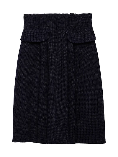 Wool Knit Midi Skirt