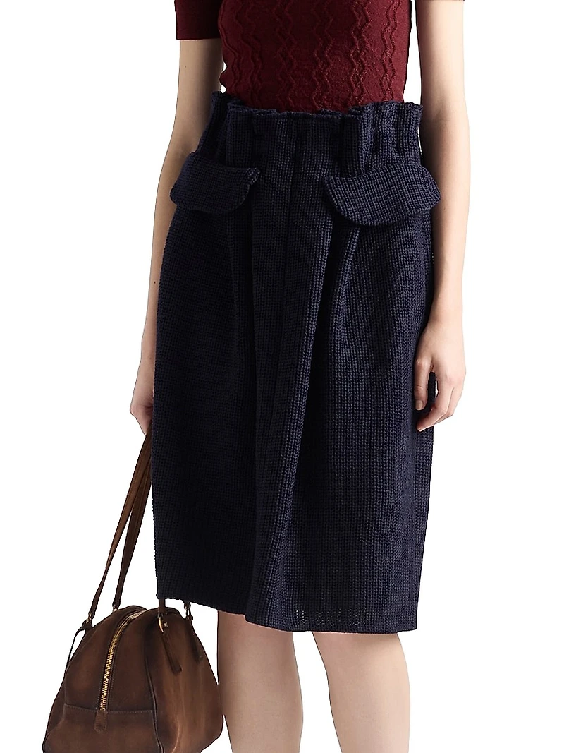 Wool Knit Midi Skirt