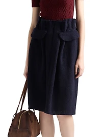 Wool Knit Midi Skirt