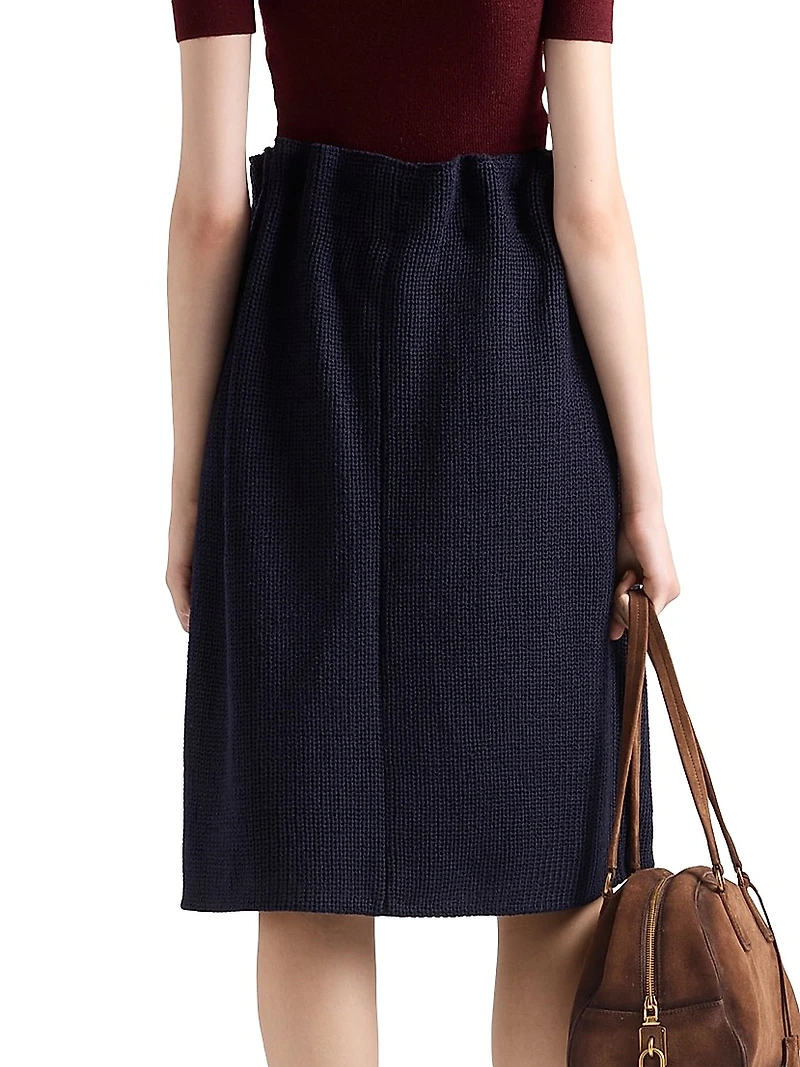 Wool Knit Midi Skirt