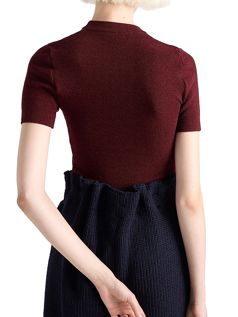 Wool Knit Midi Skirt