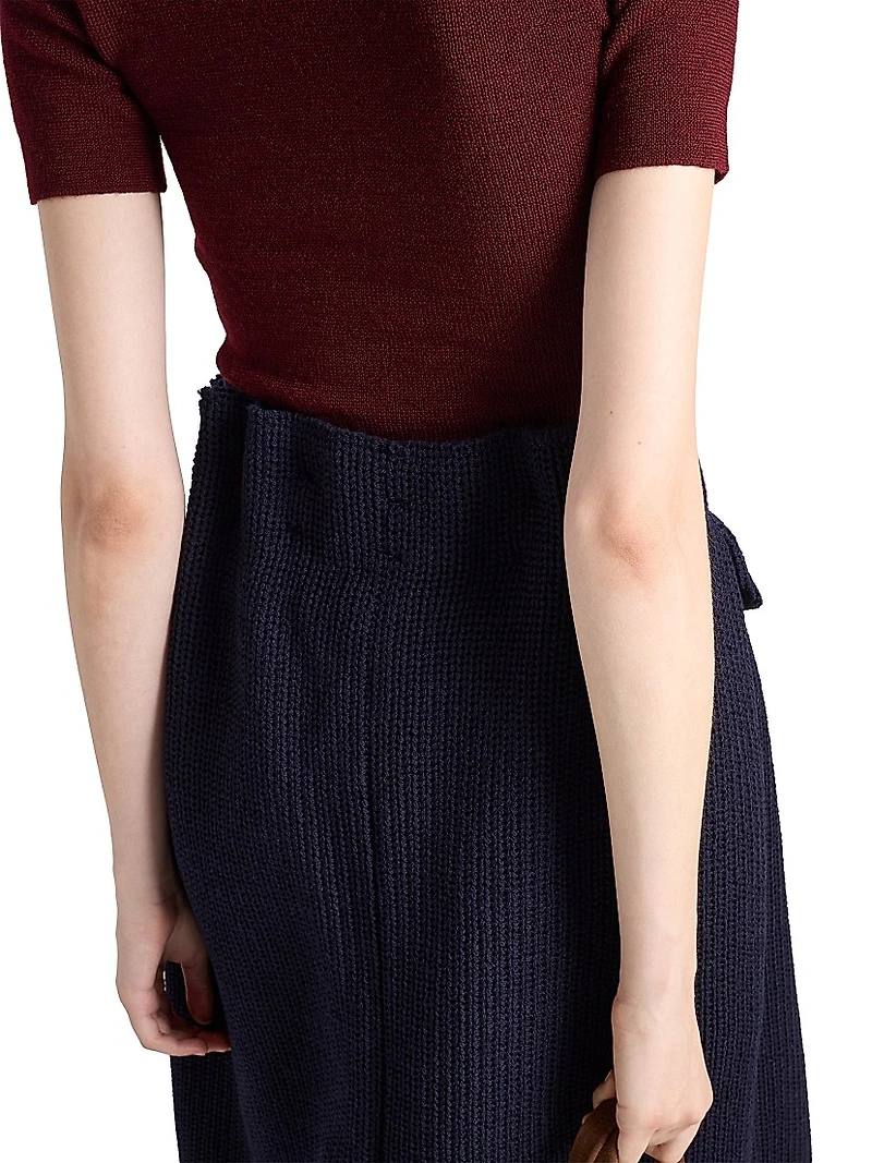 Wool Knit Midi Skirt