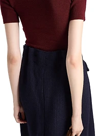 Wool Knit Midi Skirt
