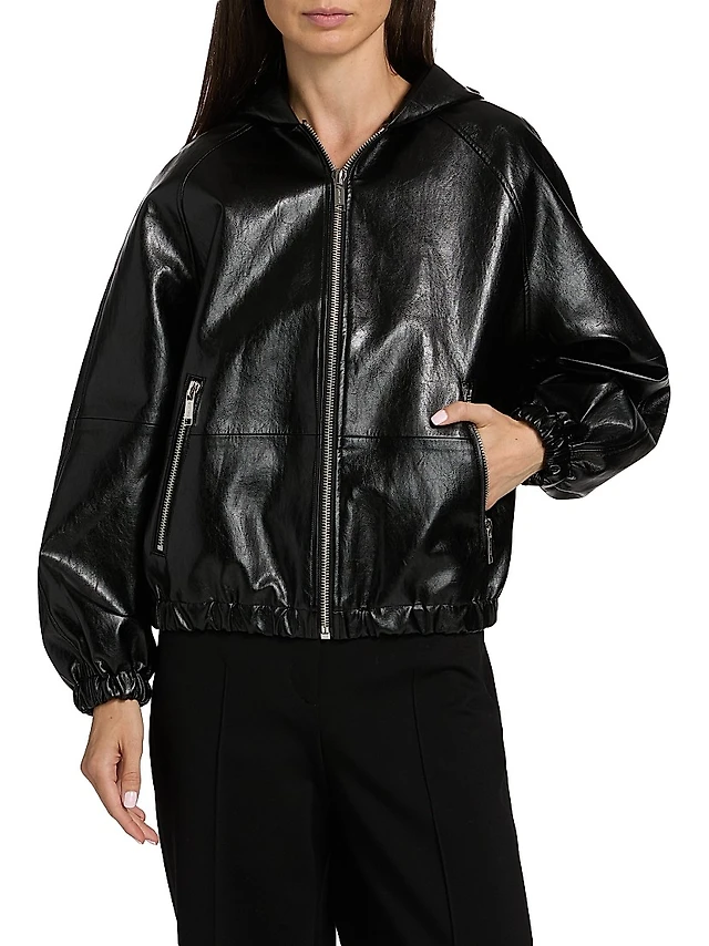 Pilcro Faux Leather Short-Sleeve Zip-Front Mini Dress | The Summit