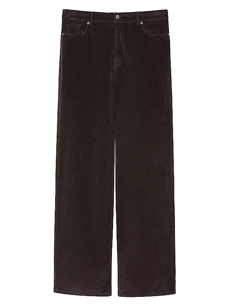 Stretch Velvet Wide Leg Trousers