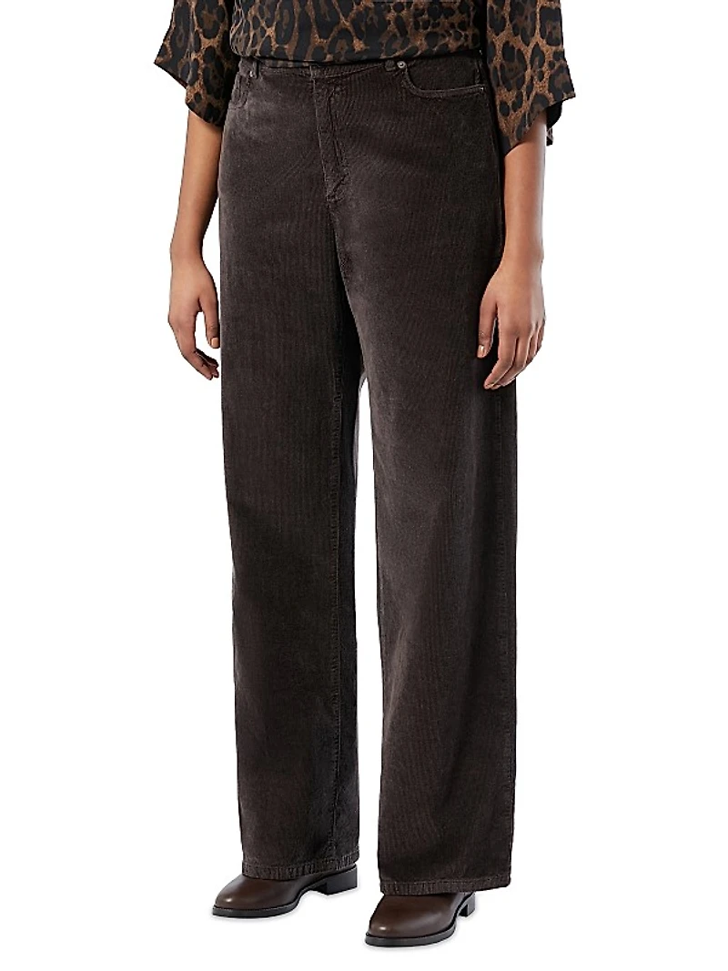 Stretch Velvet Wide Leg Trousers