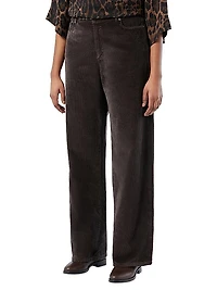 Stretch Velvet Wide Leg Trousers