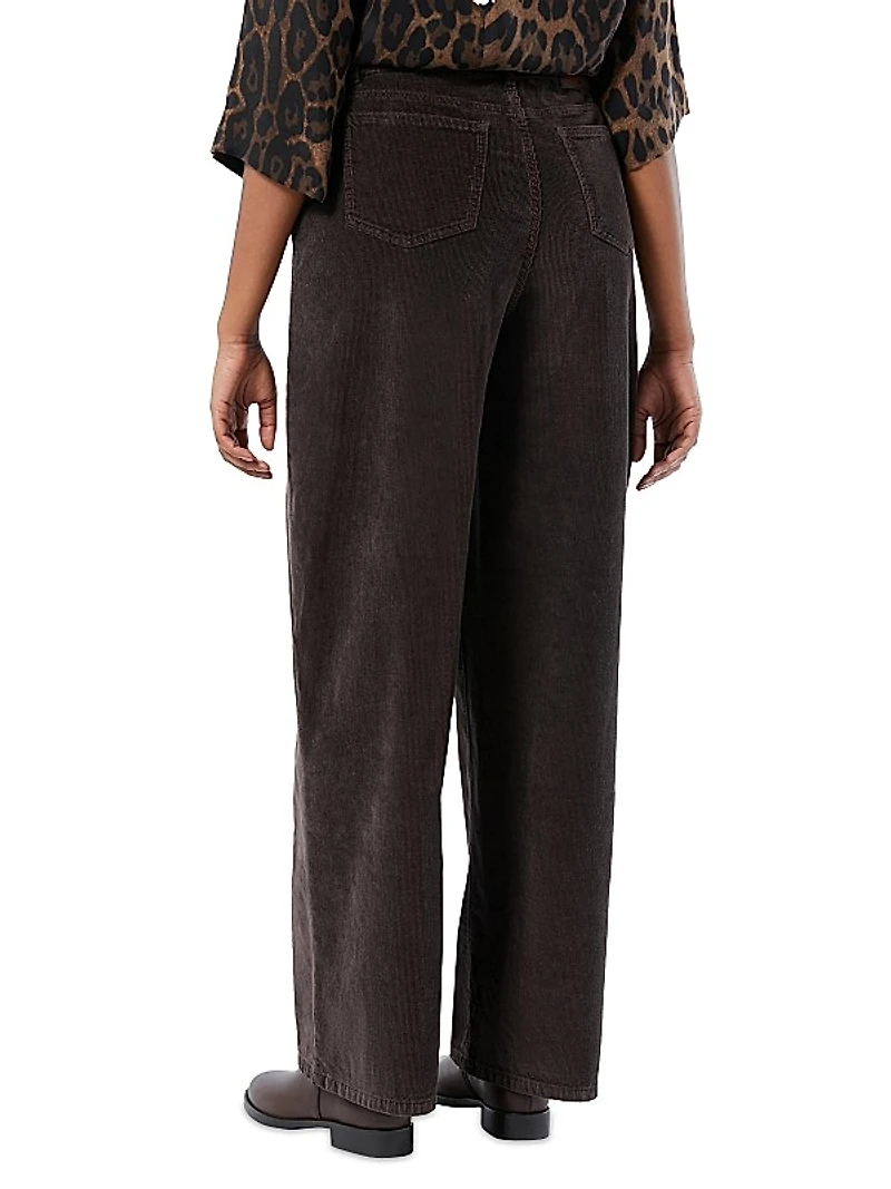 Stretch Velvet Wide Leg Trousers