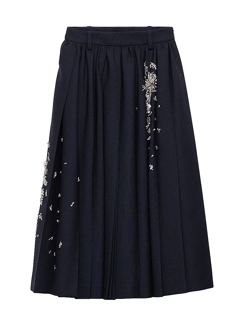 Embroidered Rush Stitch Midi Skirt