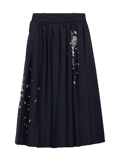 Embroidered Rush Stitch Midi Skirt