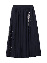 Embroidered Rush Stitch Midi Skirt