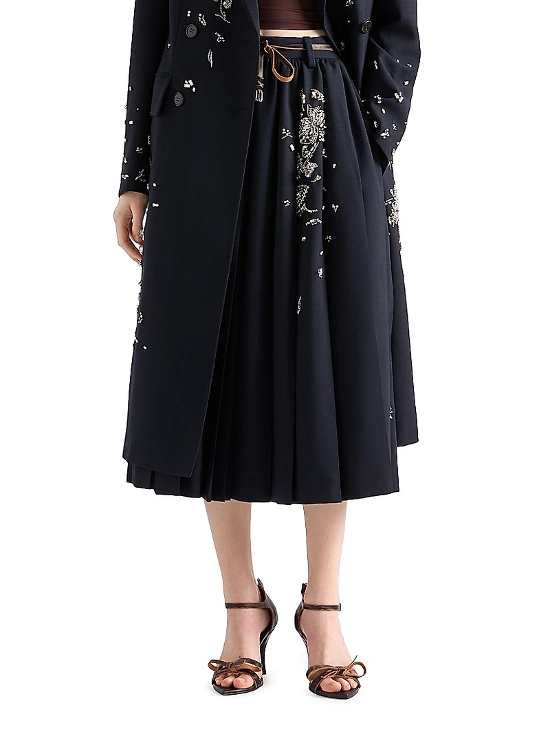 Embroidered Rush Stitch Midi Skirt