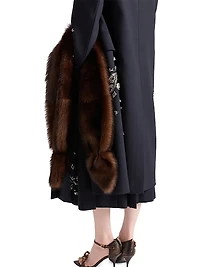 Embroidered Rush Stitch Midi Skirt