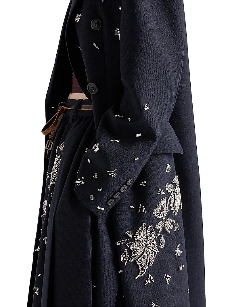 Embroidered Rush Stitch Midi Skirt