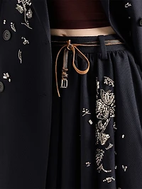 Embroidered Rush Stitch Midi Skirt