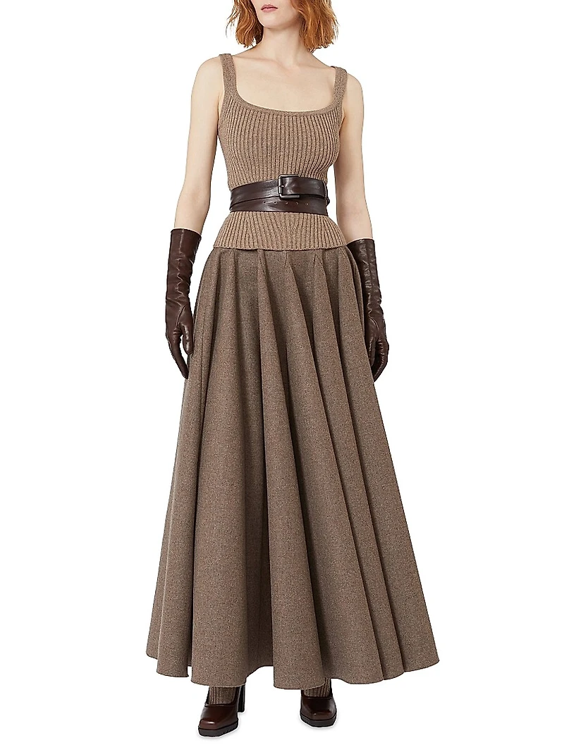 Wide Wool Felt Skirt