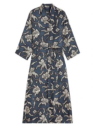 Patterned Twill Kaftan Dress