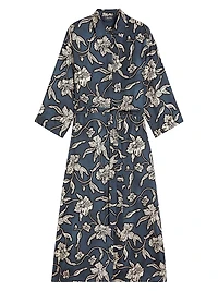 Patterned Twill Kaftan Dress