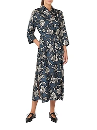 Patterned Twill Kaftan Dress