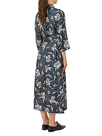 Patterned Twill Kaftan Dress