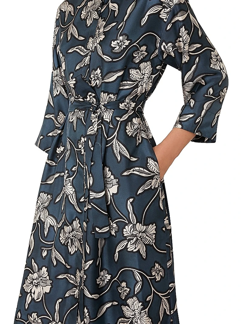 Patterned Twill Kaftan Dress