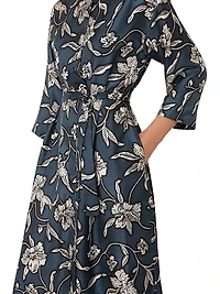 Patterned Twill Kaftan Dress